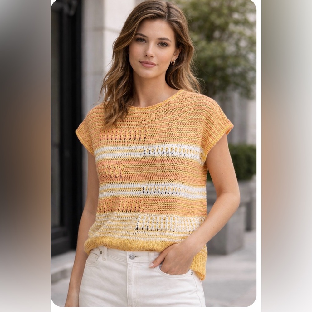 Made in Italy cotton cap sleeves sweater